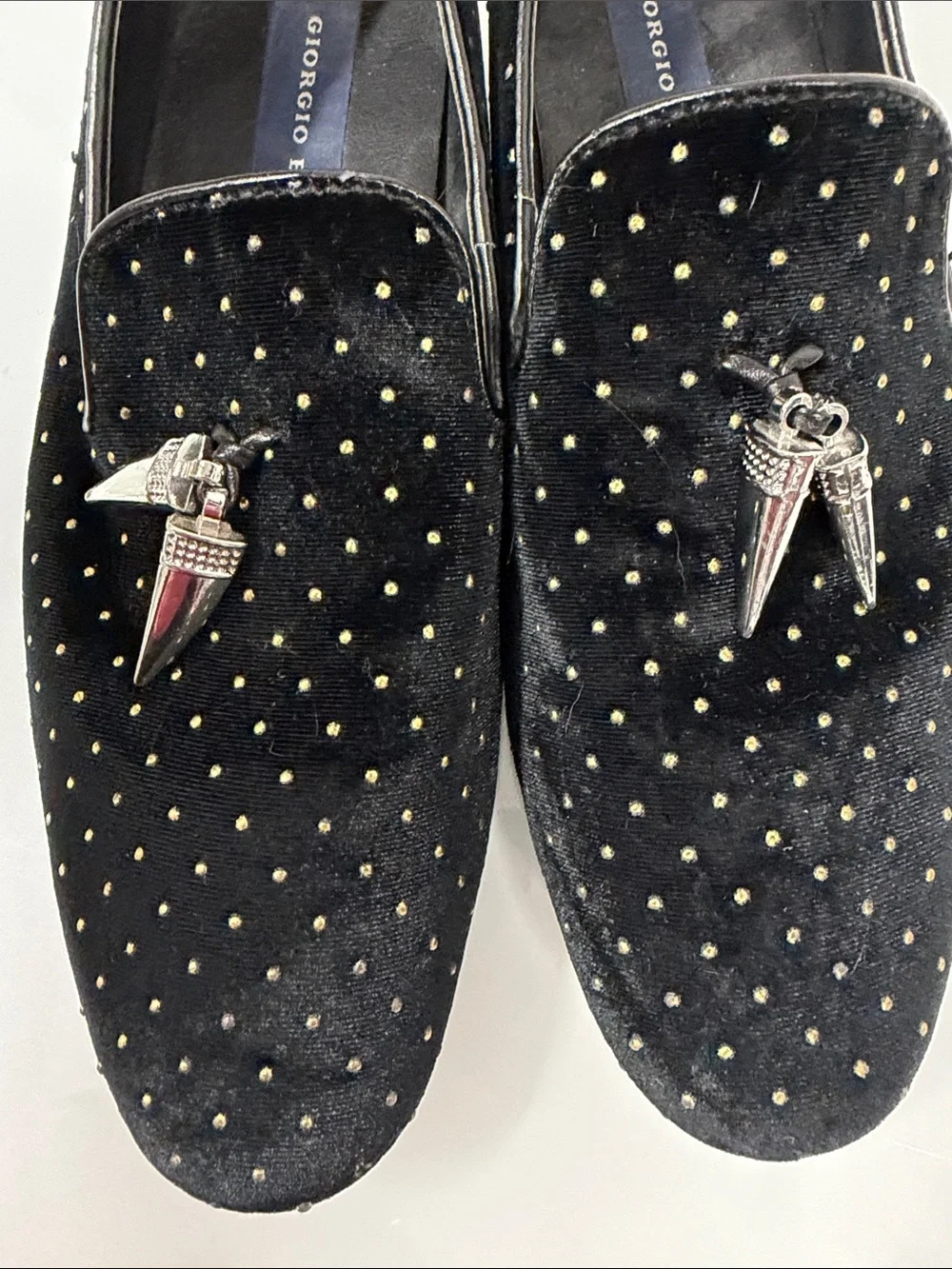 Giorgio Brutini Black Loafers with Gold Stud Detailing